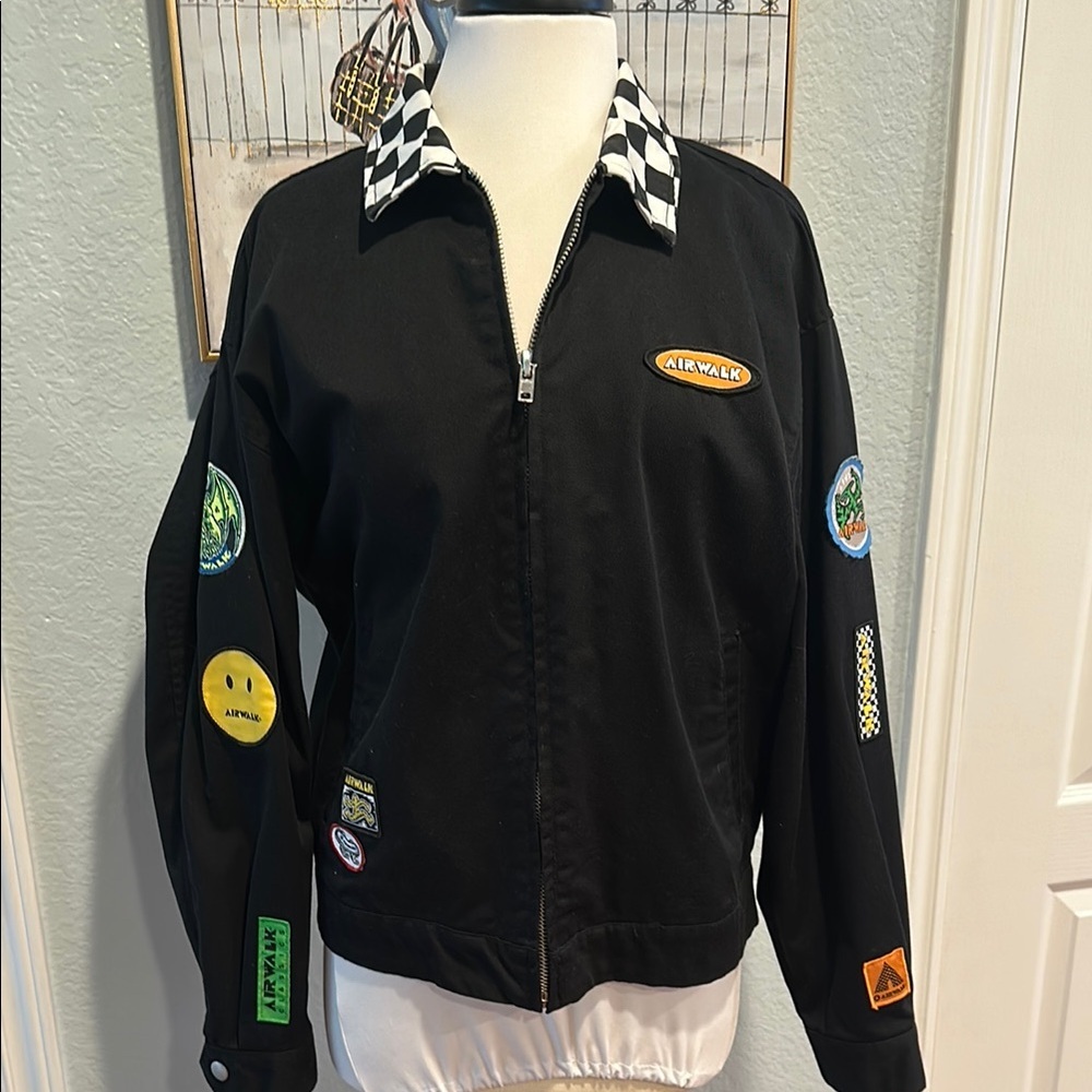 Mens Airwalk Sz Small Black Jacket with Patches • NEW!